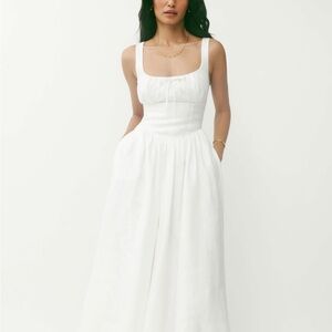 Reformation White Balia Linen Maxi Dress